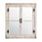 Glitzhome® 31.5" Washed White Wooden Farmhouse Square Windowpane Wall Mirror